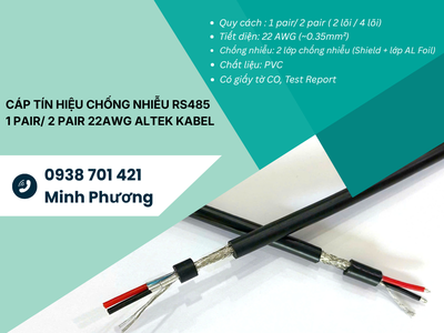 Cáp tín hiệu chống nhiễu RS485 1 Pair/ 2 Pair 22AWG   Giá tốt, sẵn kho, giao nhanh 1