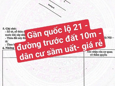 Chủ gửi bán đất vị trí vàng 128m2 gần quốc lộ 21, đường rộng thoáng, sổ đỏ chính chủ 2