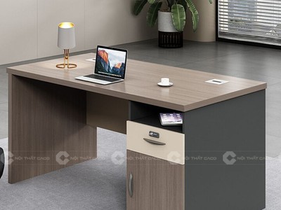 Bàn Giám Đốc Gỗ Công Nghiệp Thiết Kế Kèm Tủ Tài Liệu Nhỏ Gọn 1