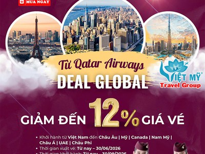 Săn vé đi Âu   Mỹ   Á giảm đến 12 cùng Qatar Airways 0