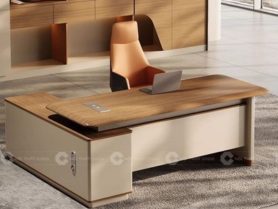 Bàn Giám Đốc Gỗ Tự Nhiên Chữ L Kèm Tủ Phụ Đẹp Sang Trọng 2