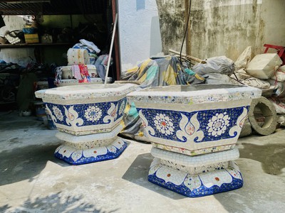 Cơ sở chậu hoa Thế Sơn - chậu hoa dán sành sứ - chậu khảm sành - cẩn miễng 10