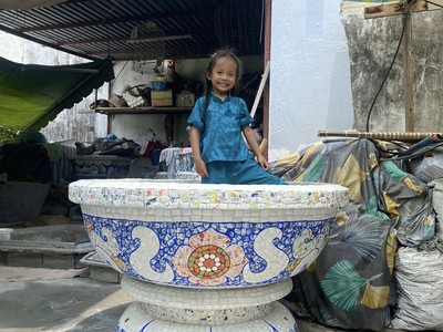 Cơ sở chậu hoa Thế Sơn - chậu hoa dán sành sứ - chậu khảm sành - cẩn miễng 11