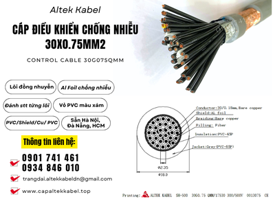 Cáp điều khiển, cáp tín hiệu Altek Kabel 30x0.75 chống nhiễu sẵn Đà Nẵng, Hà Nội, Sài Gòn 0