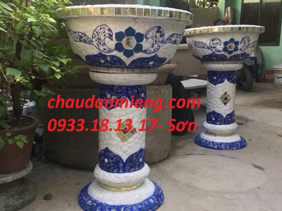 Nghệ nhân dán miễng sành sứ - ốp sành - chuyên chậu hoa - bể cá cảnh 17