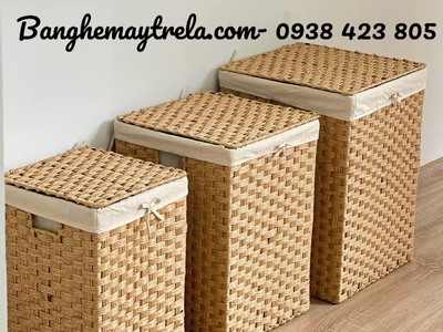 Giỏ vuông đan mây nhựa 3