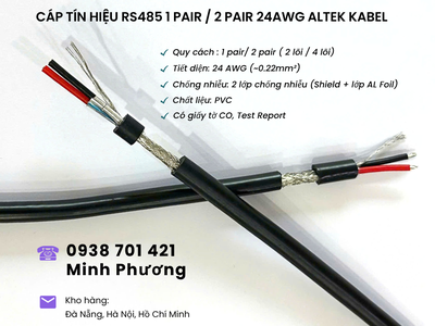 Cáp RS485 chống nhiễu 1pair/2pair 24AWG   Có sẵn kho Đà Nẵng, Hà Nội, Hồ Chí Minh 2