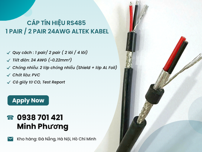 Cáp RS485 chống nhiễu 1pair/2pair 24AWG   Có sẵn kho Đà Nẵng, Hà Nội, Hồ Chí Minh 0