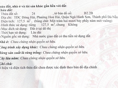 Chính chủ bán lô đất vị trí đẹp ngũ hành sơn, đà nẵng 3