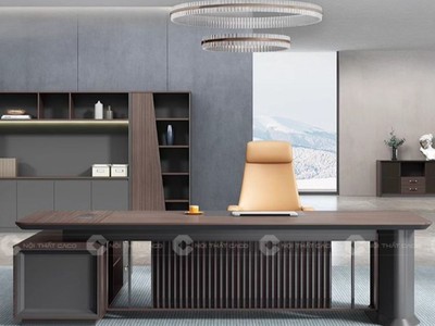 Bàn Giám Đốc Gỗ MDF Chữ L Hiện Đại Kèm Hệ Tủ Đựng Tài Liệu 2