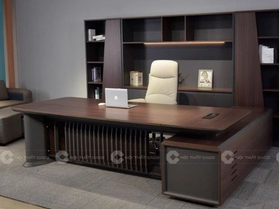Bàn Giám Đốc Gỗ MDF Chữ L Hiện Đại Kèm Hệ Tủ Đựng Tài Liệu 1
