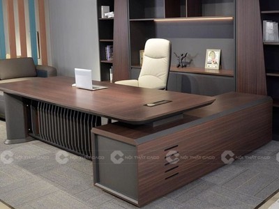 Bàn Giám Đốc Gỗ MDF Chữ L Hiện Đại Kèm Hệ Tủ Đựng Tài Liệu 0