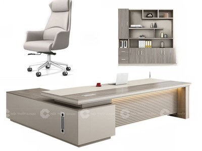 Bàn Giám Đốc Gỗ MDF Chữ L Hiện Đại Có Tủ Lưu Trữ 0