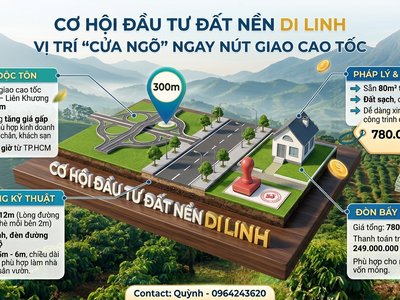 Đất 180m2 Di Linh gần cao tốc, 249 triệu nhận nền 1