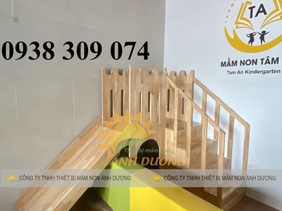 Cầu trượt gỗ liên hoàn trẻ em, thang leo cầu trượt gỗ trẻ em 4