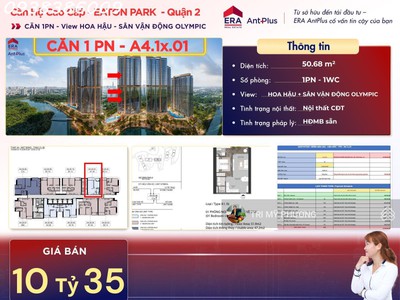 Eaton park - chỉ 790 triệu, công chứng, sang tên ngay - căn 1pn   tháp a4   view rạch chiếc 0