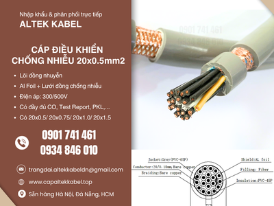 Cáp điều khiển chống nhiễu 20x0.5 Altek Kabel sẵn Hà Nội, Hưng Yên, Bắc Giang 0