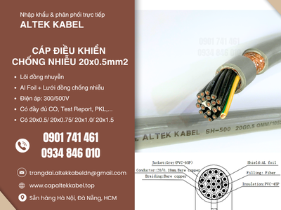 Cáp điều khiển chống nhiễu 20x0.5 Altek Kabel sẵn Hà Nội, Hưng Yên, Bắc Giang 1