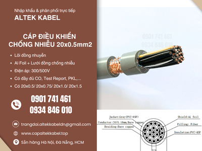 Cáp điều khiển chống nhiễu 20x0.5 Altek Kabel sẵn Hà Nội, Hưng Yên, Bắc Giang 3