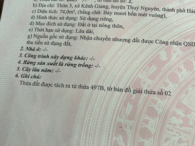 Bán lô đất mặt đường thôn Mỹ Giang, Kênh Giang cũ  phường Lưu Kiếm , Giá chỉ 7xx 0