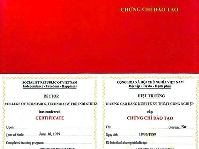 Tuyển sinh Khóa học Cấp dưỡng 1