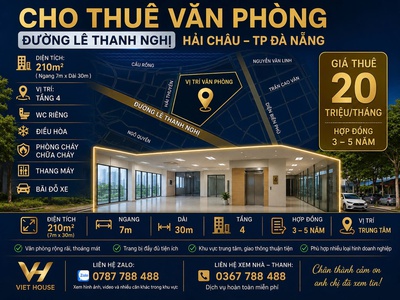 Cho thuê văn phòng đường lê thanh nghị hải châu đà nẵng 210m...