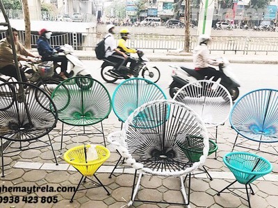 Bàn ghế ban công đan dây nhựa 3