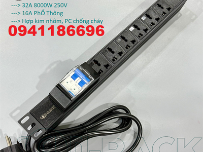 Phân phối thanh nguồn PDU 06 ổ cắm đa năng công suất 32A có kèm dây nguồn mã AR-P19M06C32CB2 0