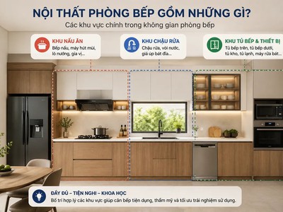 Nội Thất Phòng Bếp Đẹp, Hiện Đại Gợi Ý Bố Trí Lựa Chọn Phù Hợp 1