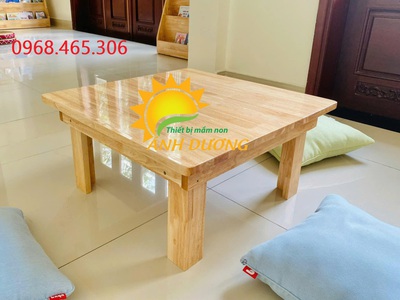 Bàn gỗ chữ nhật mầm non, bàn gập chân bằng gỗ mầm non 0