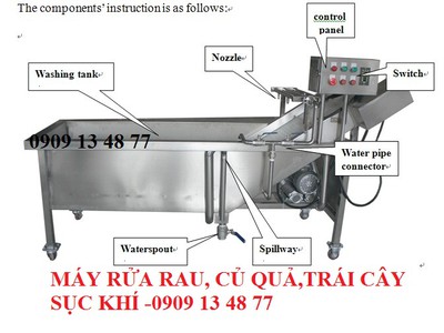 Máy rửa sục khí ozone QX22, máy rửa rau lá củ quả suất ăn công nghiệp, máy rửa rau dạng băng tải 0