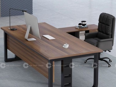 Bàn GIám Đốc MDF Thiết Kế Chân Sắt Kèm Tủ Phụ Hiện Đại Chắc Chắn 2
