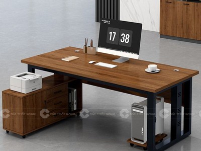 Bàn GIám Đốc MDF Thiết Kế Chân Sắt Kèm Tủ Phụ Hiện Đại Chắc Chắn 1