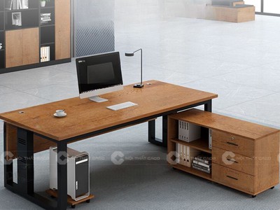 Bàn GIám Đốc MDF Thiết Kế Chân Sắt Kèm Tủ Phụ Hiện Đại Chắc Chắn 0