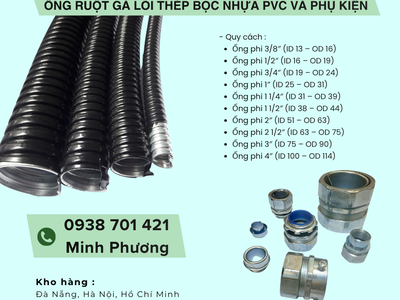Ống Ruột Gà Lõi Thép Bọc Nhựa PVC Và phụ kiện ống kẽm giá tốt sẵn kho Đà Nẵng 1