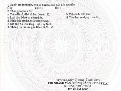 Hàng hot đất thị trấn đức hoà. sổ hồng riêng 0
