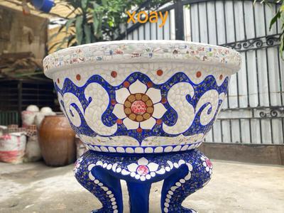 Chậu hoa   chậu cảnh   chậu hoa dán miễng , ghép sành sứ   chậu to 4