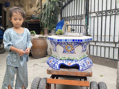Cơ sở chậu hoa Thế Sơn - chậu hoa dán sành sứ - chậu khảm sành - cẩn miễng 0
