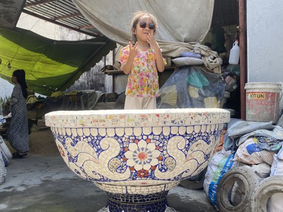 Cơ sở chậu hoa Thế Sơn - chậu hoa dán sành sứ - chậu khảm sành - cẩn miễng 2
