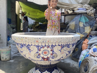 Cơ sở chậu hoa Thế Sơn - chậu hoa dán sành sứ - chậu khảm sành - cẩn miễng 3