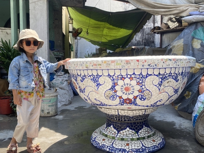 Cơ sở chậu hoa Thế Sơn - chậu hoa dán sành sứ - chậu khảm sành - cẩn miễng 5