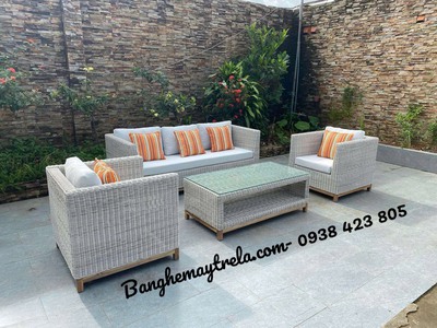 Bàn ghế đan mây nhựa 9