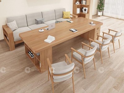Bàn Họp Gỗ Tự Nhiên Tích Hợp Kệ Sách Lưu Trữ Hiện Đại 1