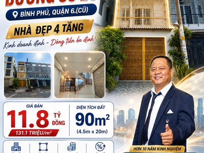  bán nhà mt đường số 25 bình phú quận 6 - 4 tầng - hđt cao - chỉ 11.8 tỷ - timnhapho 0