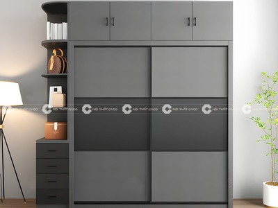 Tủ Quần Áo Gỗ MDF Cửa Lùa Tone Đen Thanh Lịch Tinh Tế 1