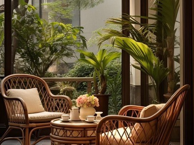 Bàn ghế mây tre đan phòng ngủ 5
