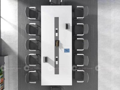 Bàn Họp Văn Phòng Gỗ MDF Màu Trắng Hiện Đại Cho 10-12 Người 1