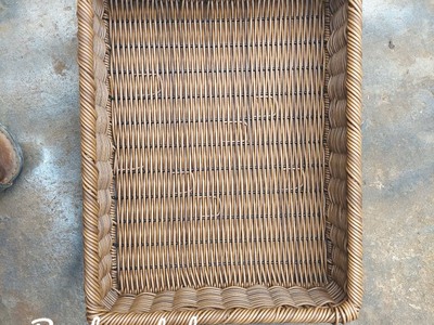Khay để đồ chữ nhật nhựa giả mây 2