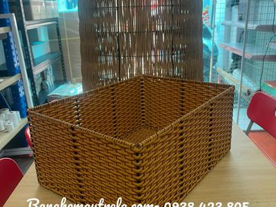 Khay để đồ chữ nhật nhựa giả mây 3