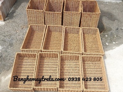 Khay để đồ chữ nhật nhựa giả mây 6